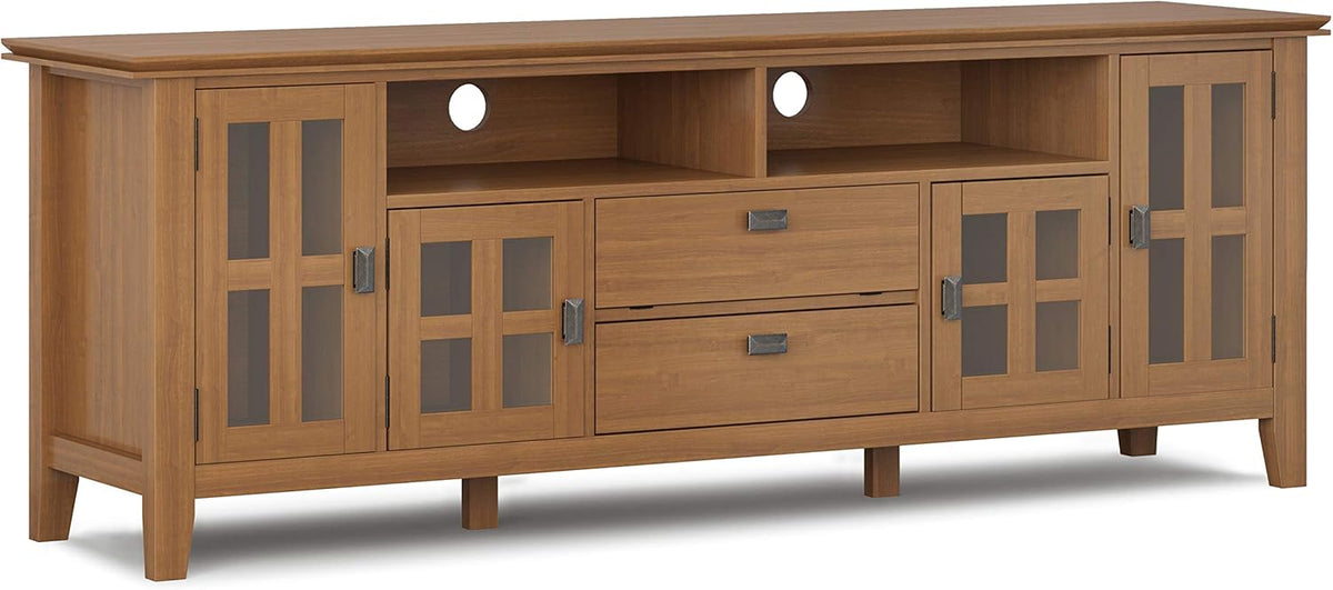 72 inch Solid Wood TV Media Stand with Glass Doors G992479