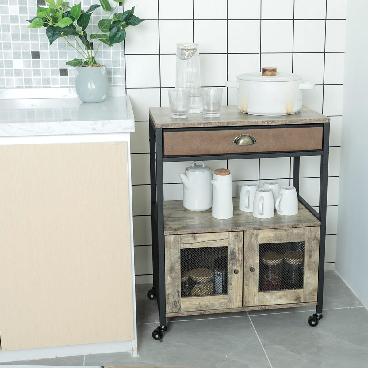 Mobile Printer Stand with Storage and Drawer E518901
