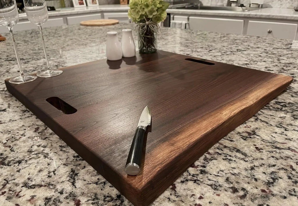 Black Walnut Double Live Edge Wood Charcuterie Board F327533