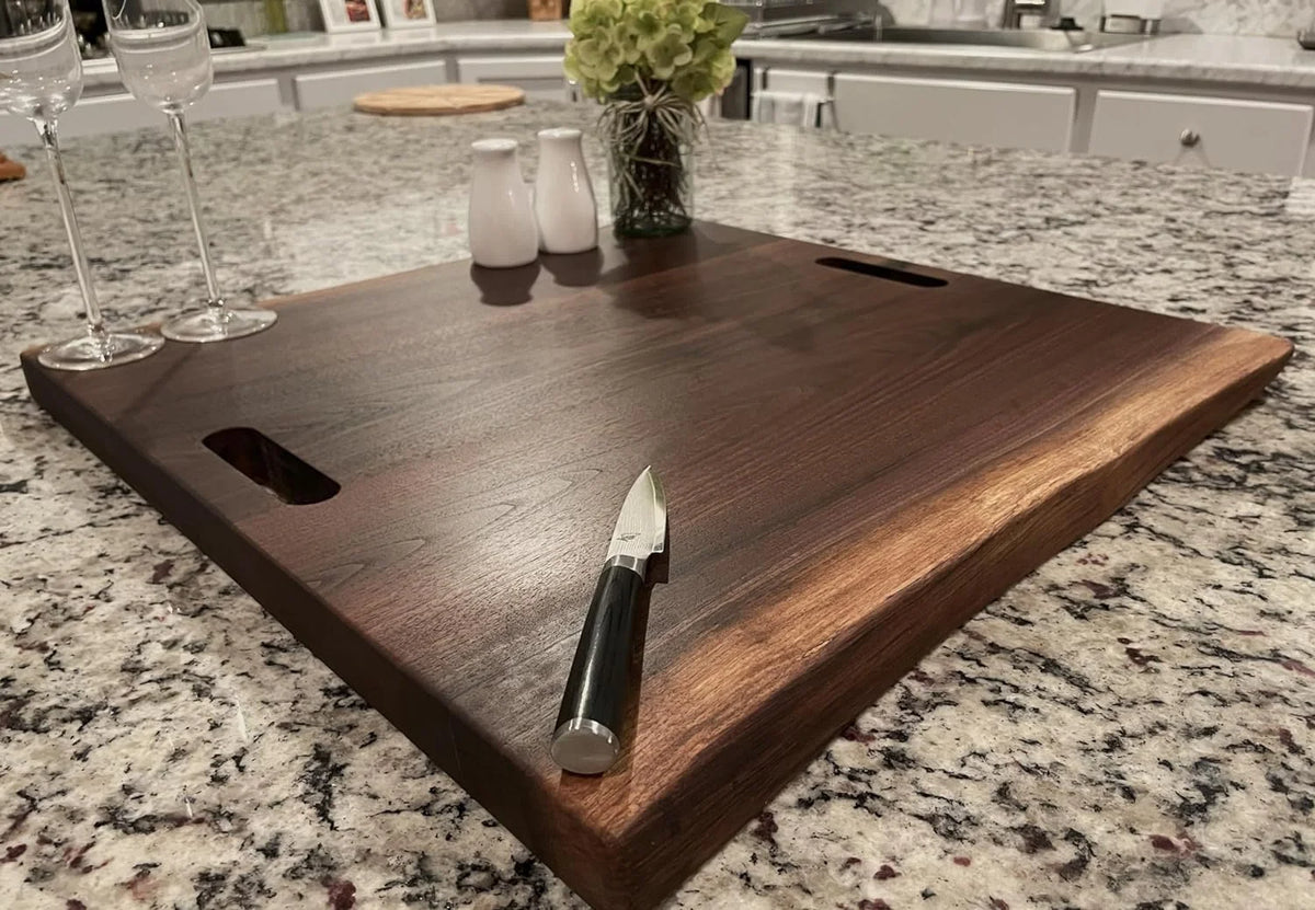 Black Walnut Double Live Edge Wood Charcuterie Board F327533
