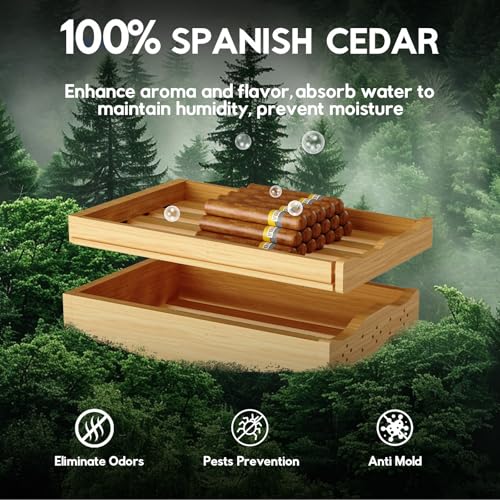 35L Electric Cigar Humidor Cabinet, 260 Counts, Spanish Cedar Wood M724045