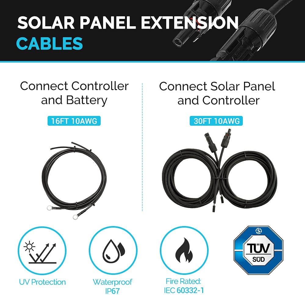300 Watts 12 Volts Monocrystalline Solar RV Kit with 30A PWM Charge Controller U794