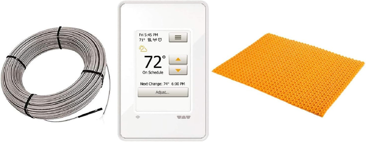 Wi-Fi Touchscreen Thermostat Heat Membrane Cable 240V 11 SqFt Heat Kit H45154