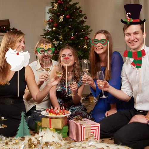 30pc Glitter Christmas Photo Booth Props Set Y2200