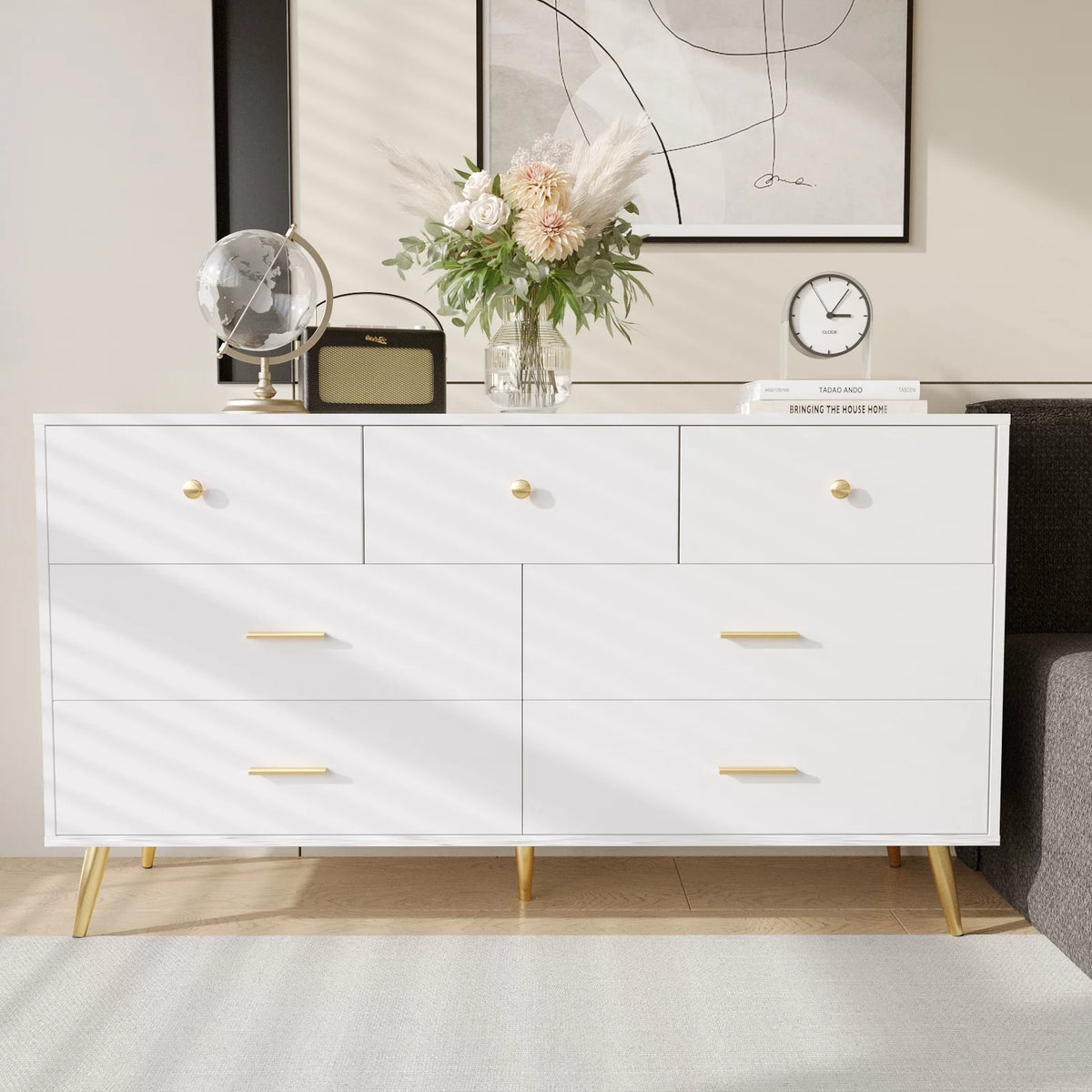 White 7 Drawer Wood Dresser C2837