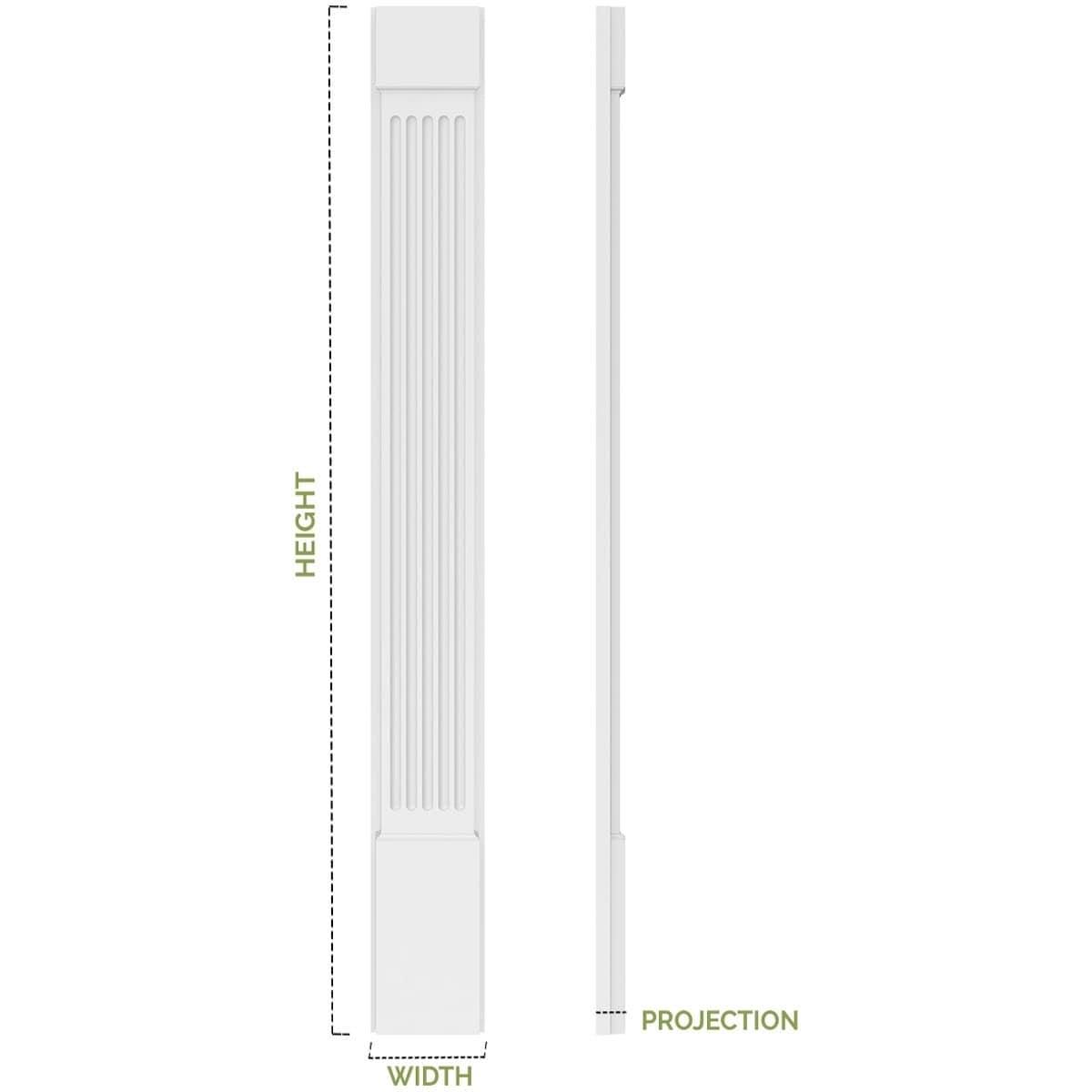 Two Equal Flat Panel PVC Pilaster with Decorative Capital & Base (Pair) O32021