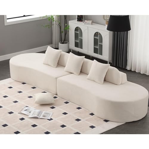 Beige Terry Cloth Modular Sectional Sofa with 3 Pillows G994