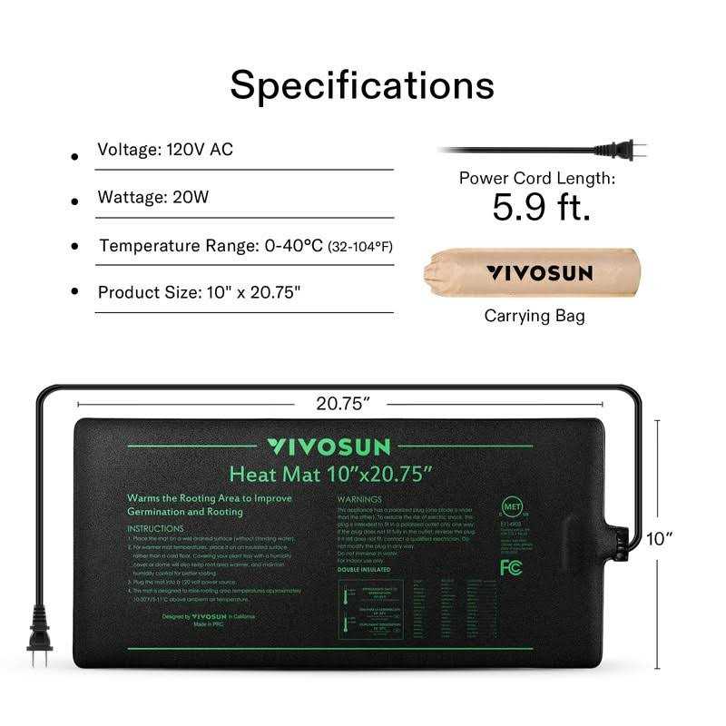 20.75 Seedling Heat Mat and Digital Thermostat Combo Set E200