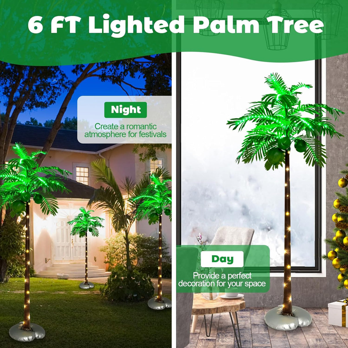 6FT Lighted Artificial Palm Tree with 309 LED Lights L637651