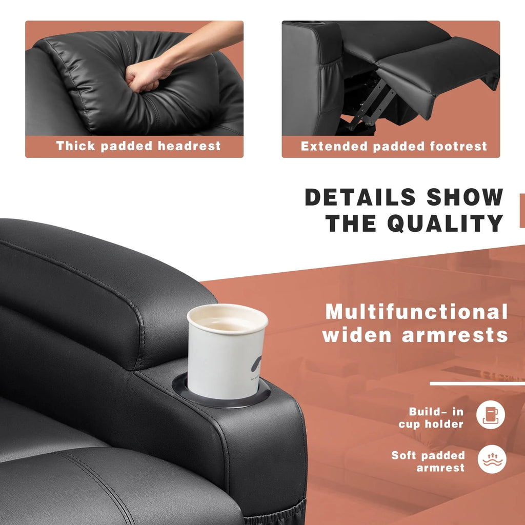 Black Faux Leather Power Lift Recliner S6538