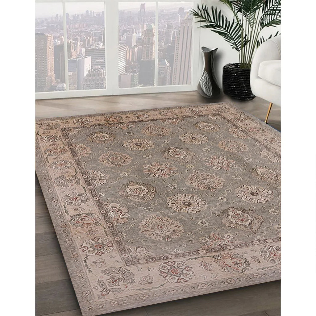 Dark Almond Brown Rectangle Oriental Area Rug B647216