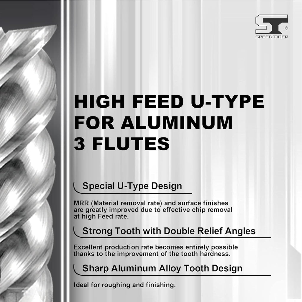 Carbide Square End Mill for Aluminum, 3 Flute, 5/8 N846