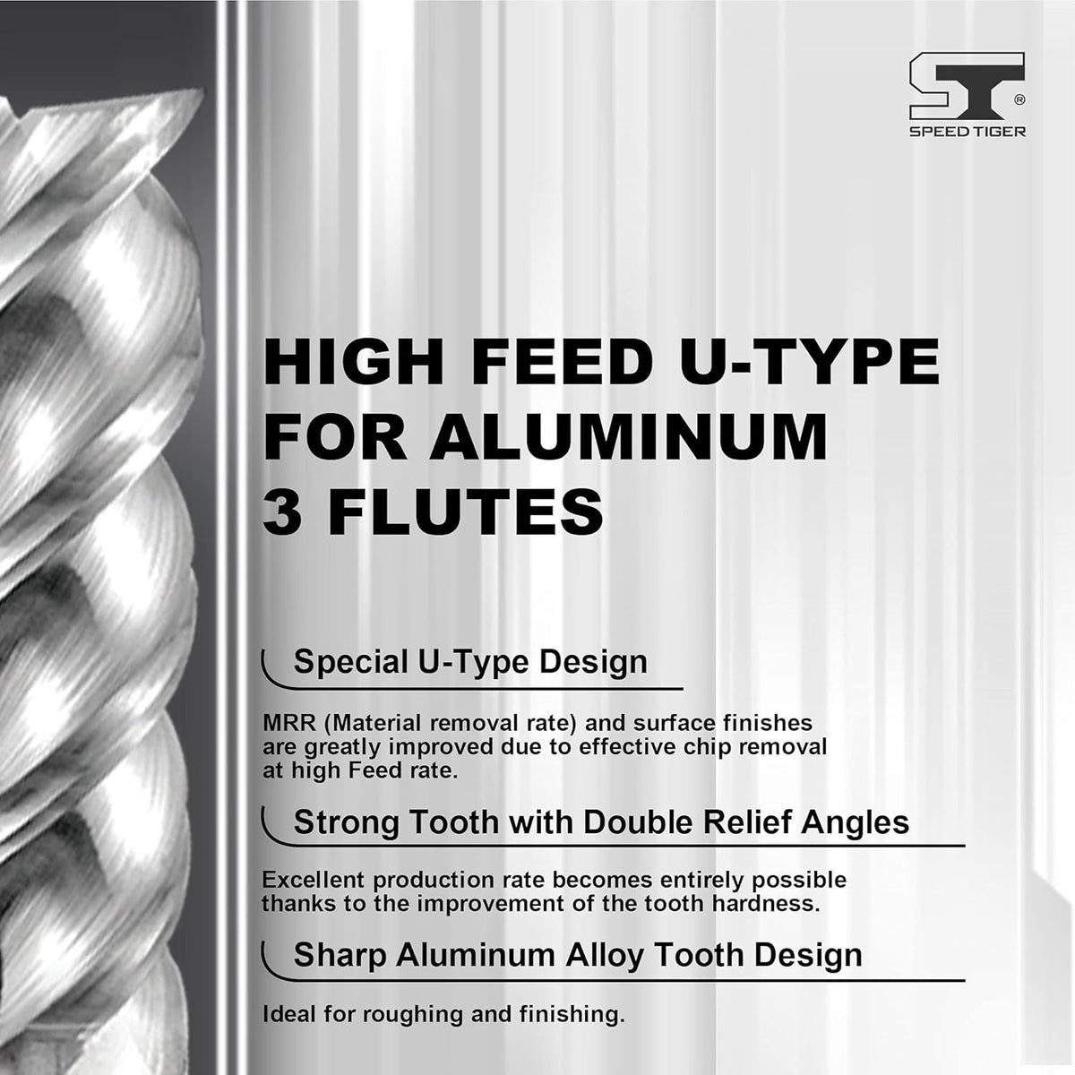 Carbide Square End Mill for Aluminum, 3 Flute, 5/8 N846