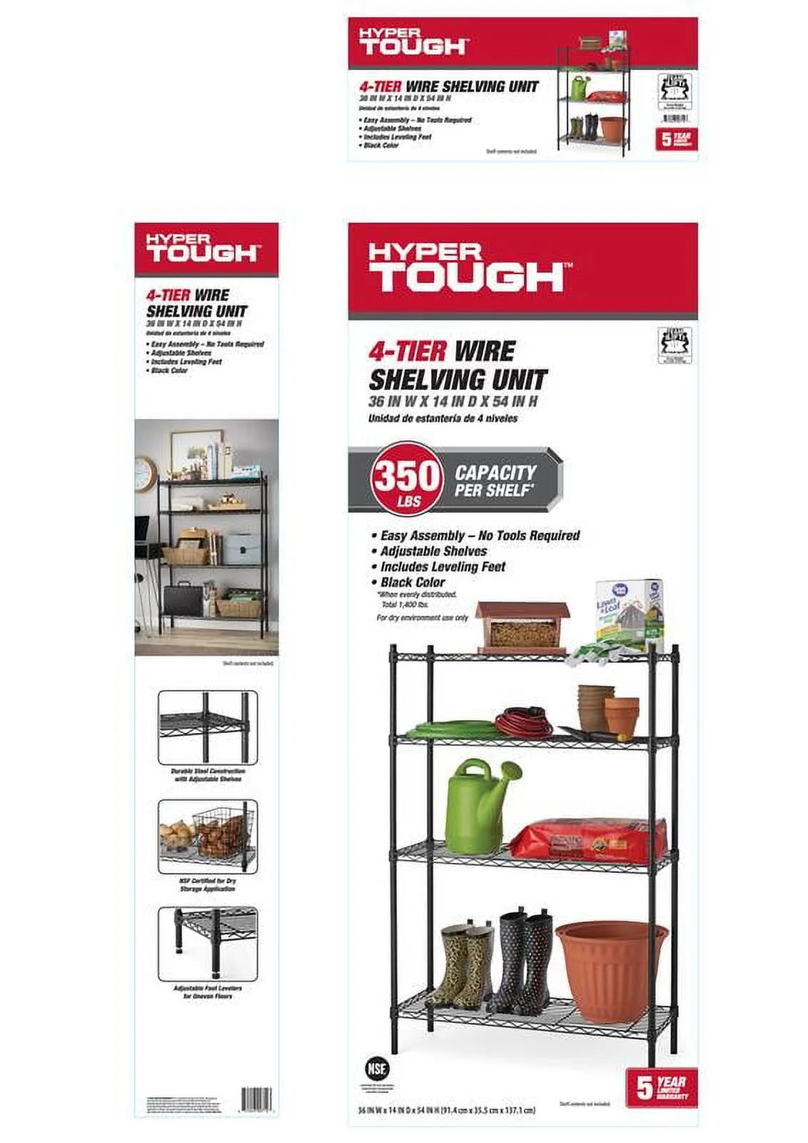 Steel 4-Tier Storage Shelf Unit White T5152