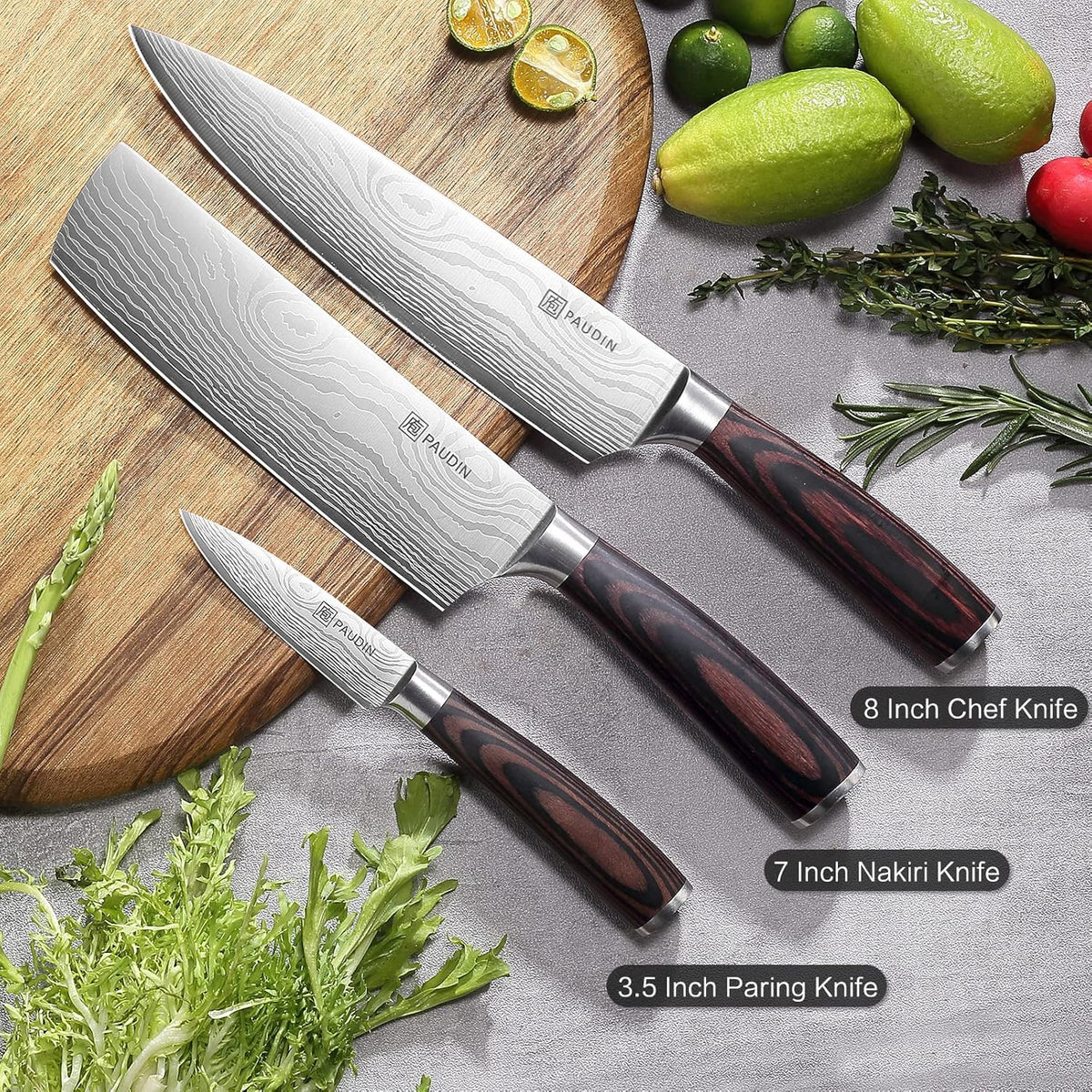 3 Pieces German High Carbon Stainless Steel Knife Set C597658