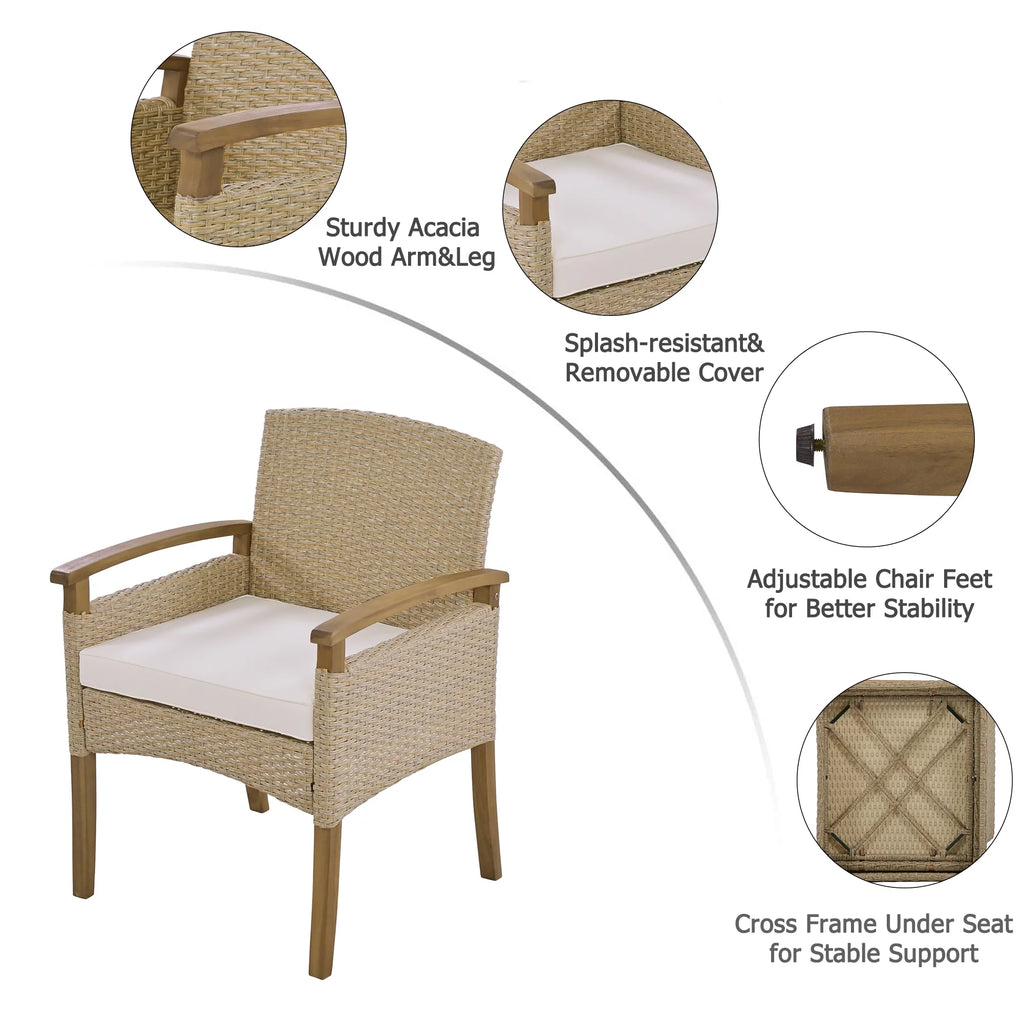 Brown 7 Pcs Wicker Patio Dining Set S7196