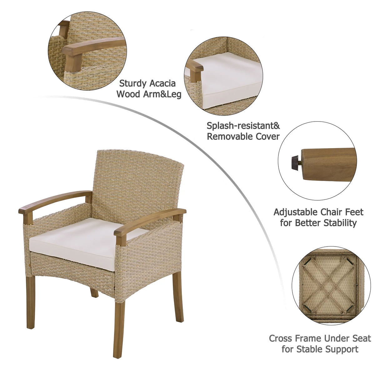 Brown 7 Pcs Wicker Patio Dining Set S7196