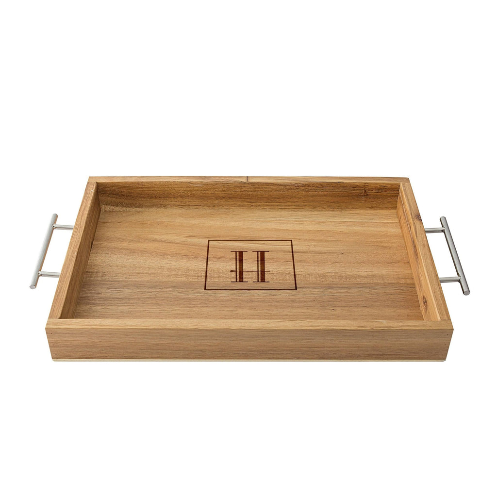 Acacia Tray with Metal Handles C921