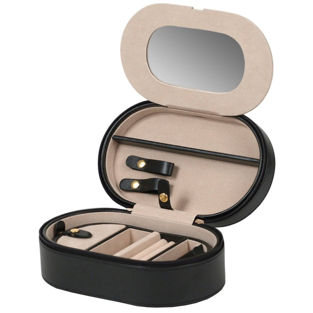 Black Oval Zip Travel Case Y522