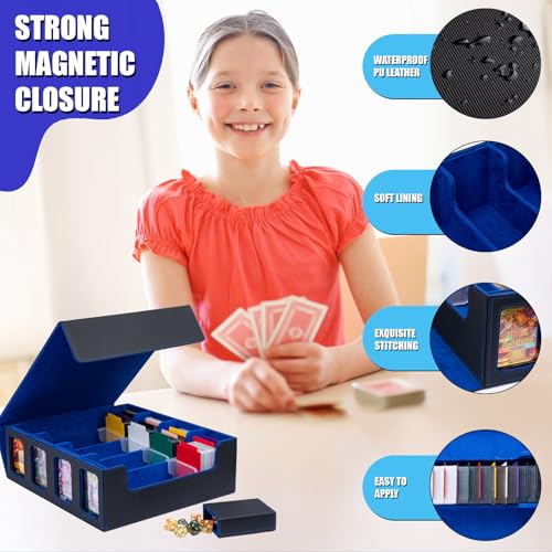 Trading Card Storage Box with Window Dice Tray, Black Grey R861345