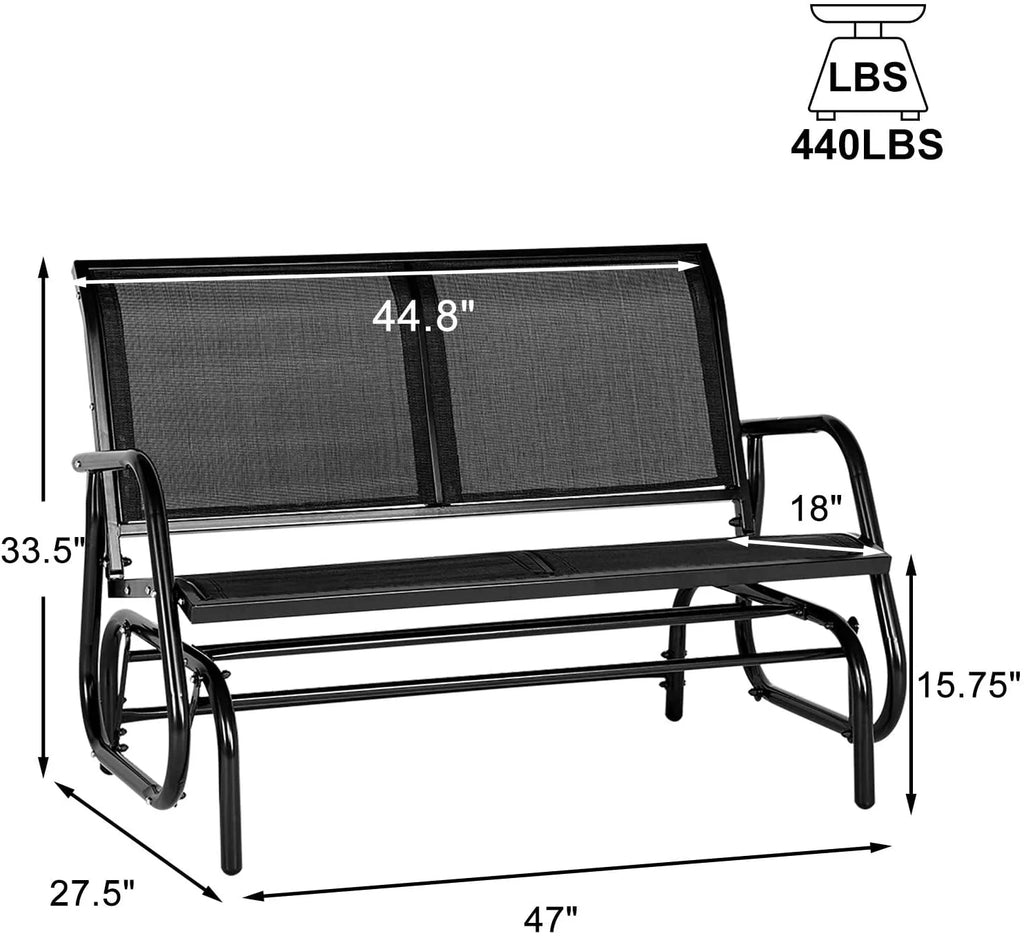 Black Steel Outdoor Glider Bench N760