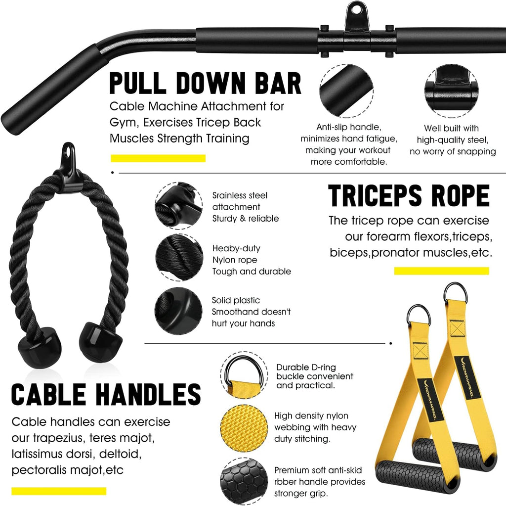 LAT Pull Down Cable Pulley System Attachments for Home Gym Equipment K615