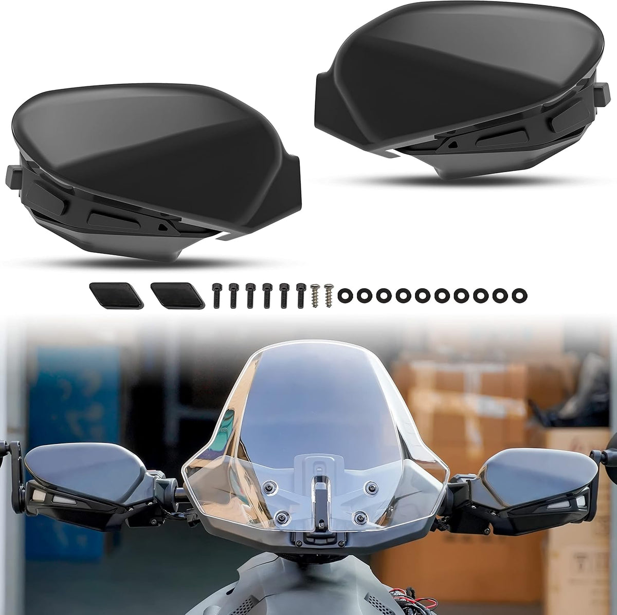 Black Plastic Handguards Wind Deflector Kit 2PCS R719