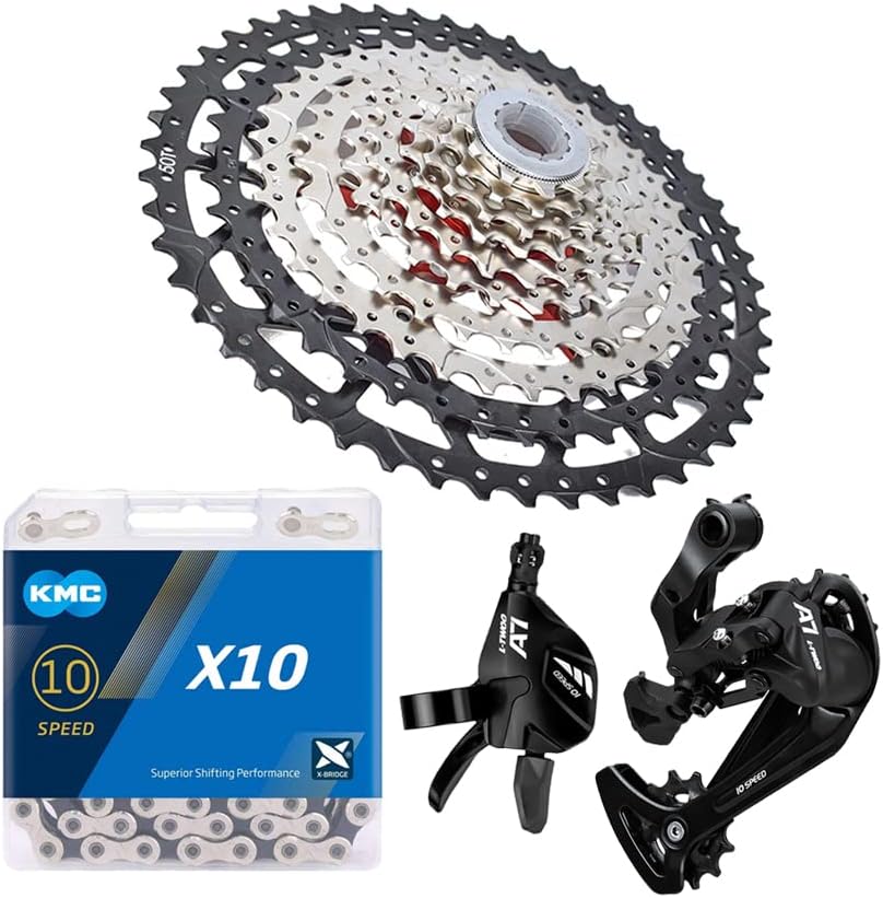 10 Speed MTB Groupset with KMC X10 Chain 11-50t Cassette and Rear Derailleur Z36808