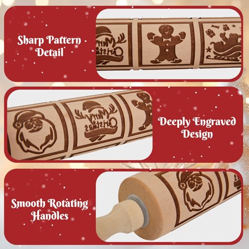 Wooden Embossed Rolling Pin Q16509