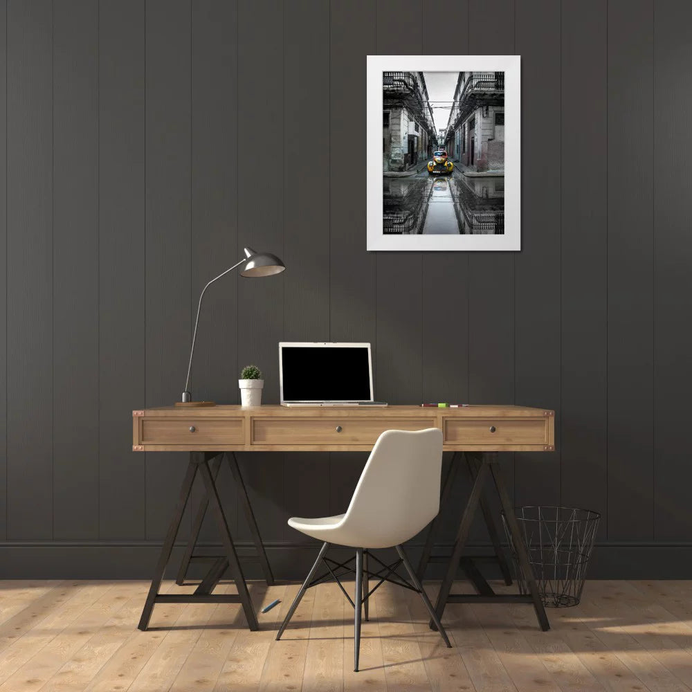 White Modern Wood Framed Art Print Y546