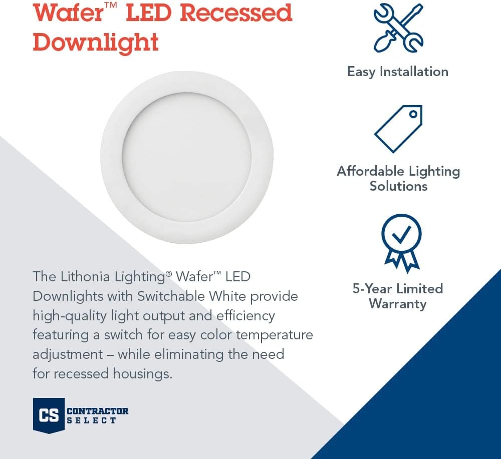 Recessed Wafer Downlight, Ultra Thin Round Trim, Switchable Color Temperature J900