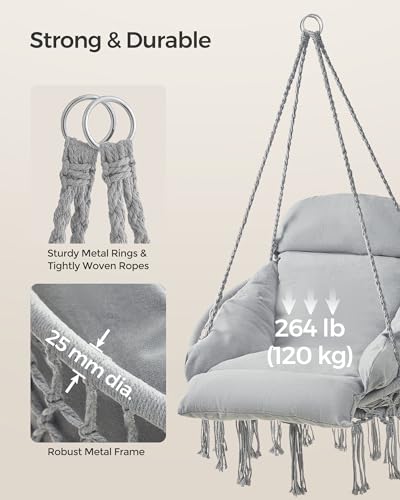 Cream White Hanging Hammock Chair with Cushion W2507