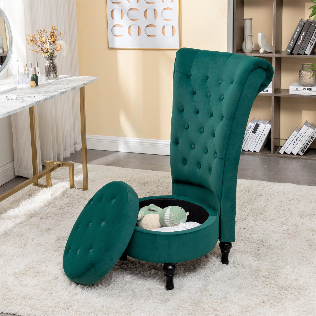 Green Velvet High Back Vanity Chair X8159