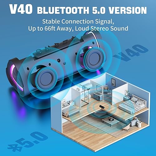 Wireless Portable Bluetooth Speaker with IPX7 Waterproof, 24H Playtime, 24W Stereo Sound L340