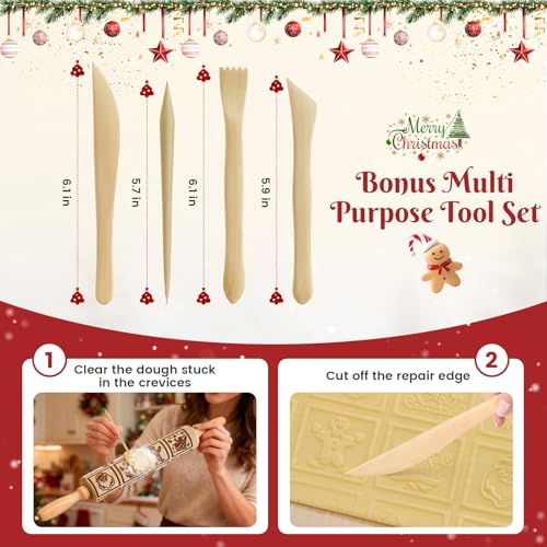 Wooden Embossed Rolling Pin Q16509