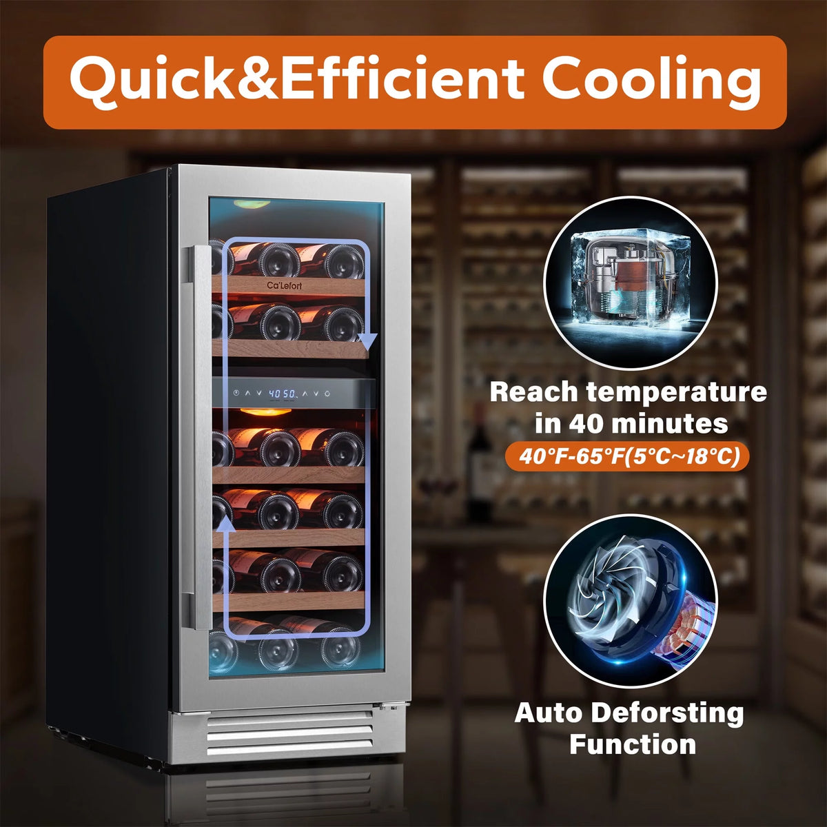 15 inch 28 Bottle Dual Zone Stainless Steel Wine Cooler K993