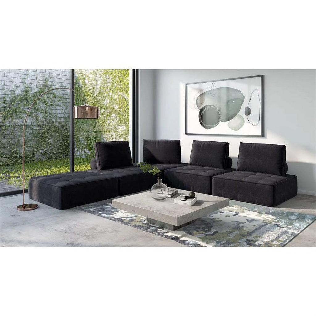 Black 5-Piece Modular Sectional Sofa Z7963