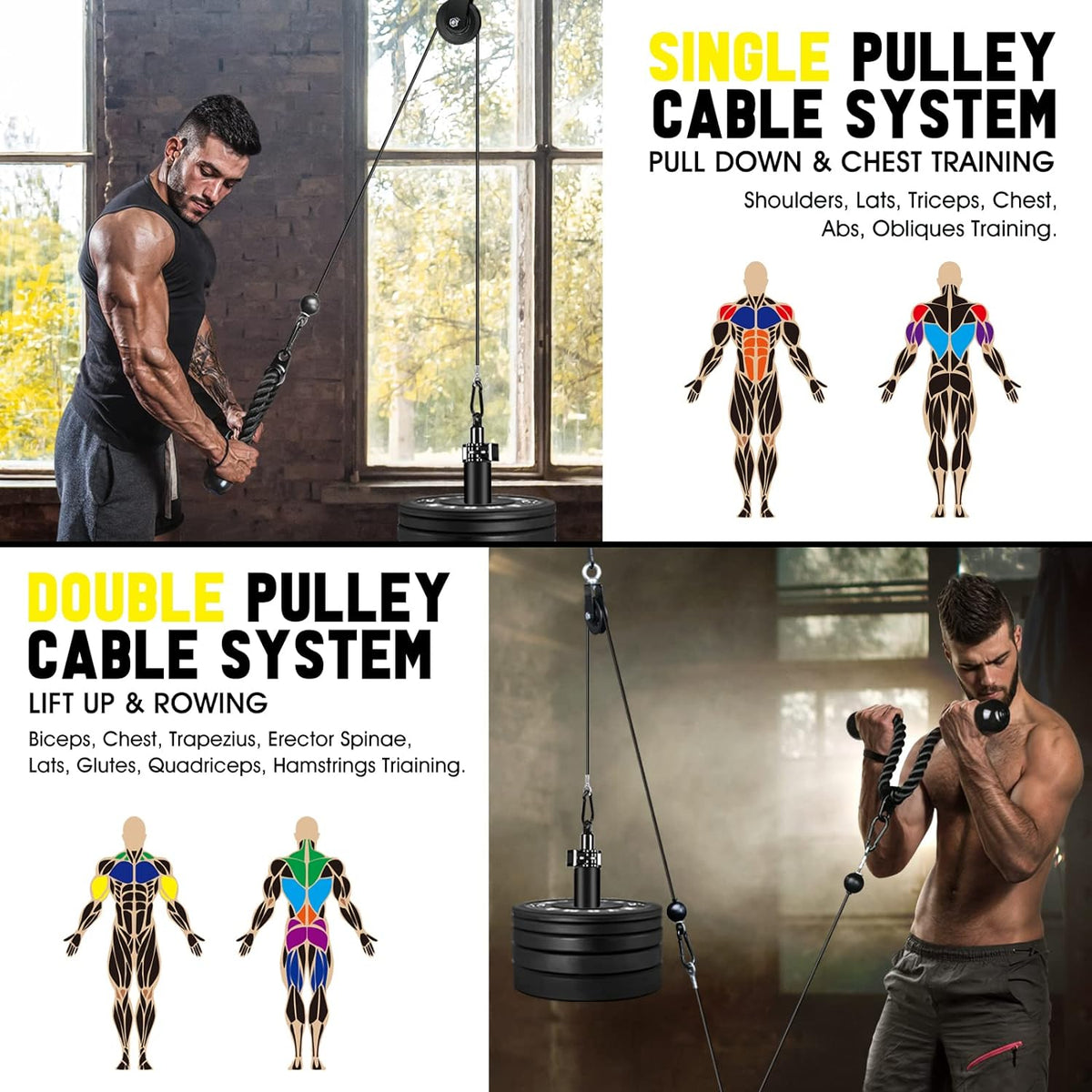 LAT Pull Down Cable Pulley System Attachments for Home Gym Equipment K615