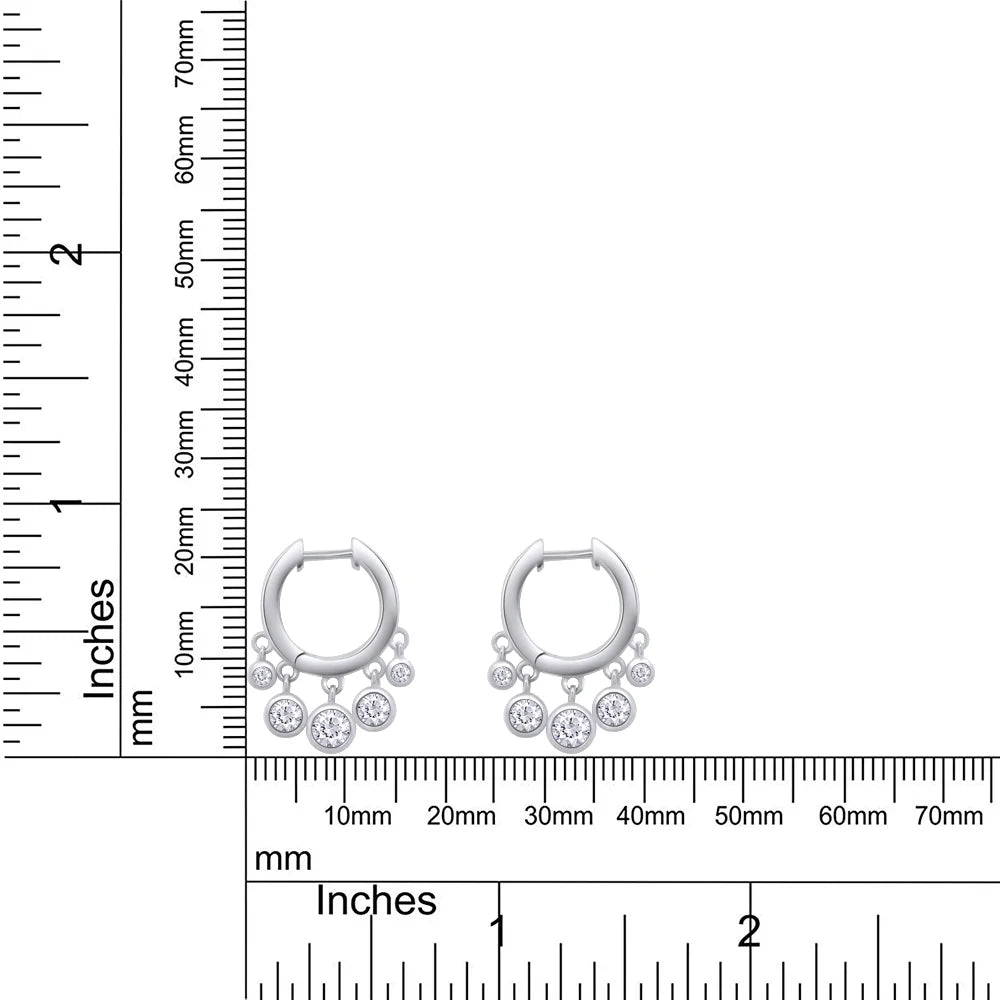 14K White Gold Over Sterling Silver Moissanite Hoop Earring P442