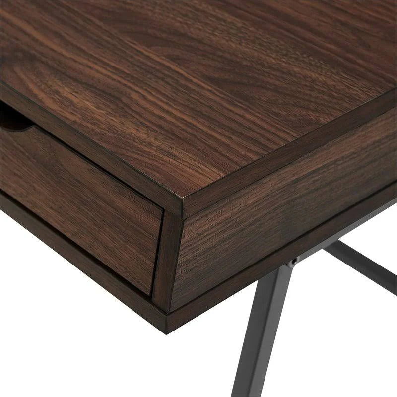 42x22 3-Drawer Angled Front Desk Dark Walnut F49051