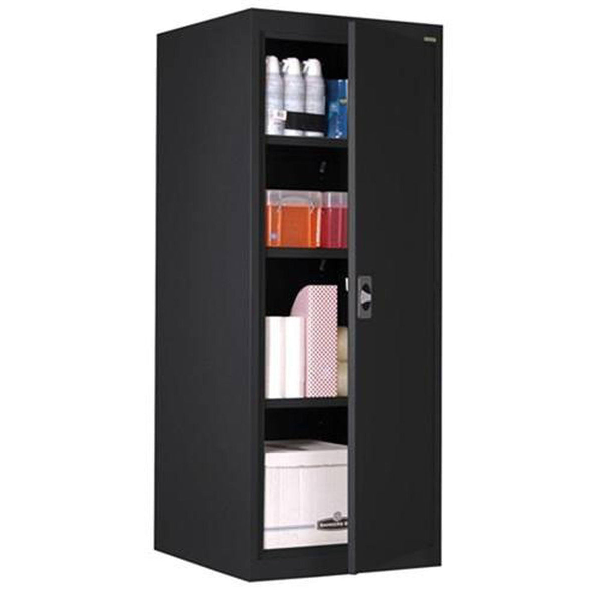 Black Single Door Storage Cabinet with Recessed Handle F3694