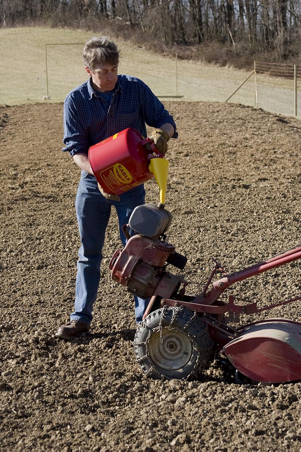 Red Galvanized Steel Type I Gasoline Safety Can with Funnel, 5 gallon Capacity P3702