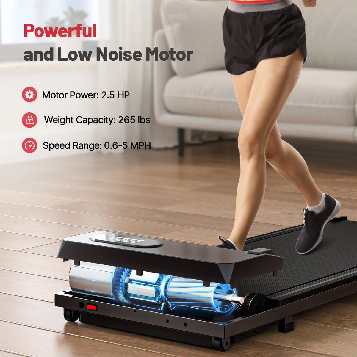 Under Desk Treadmill 265 Lb Capacity Black R2942