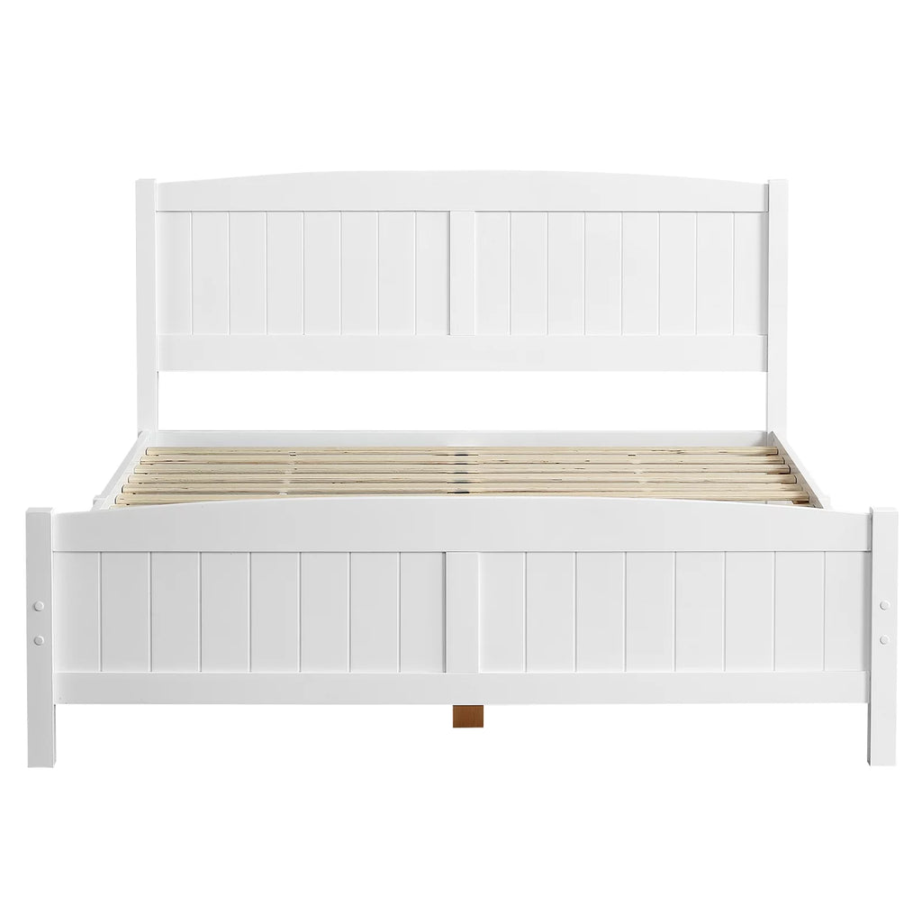 White Full Platform Bed with Headboard and Footboard J433215