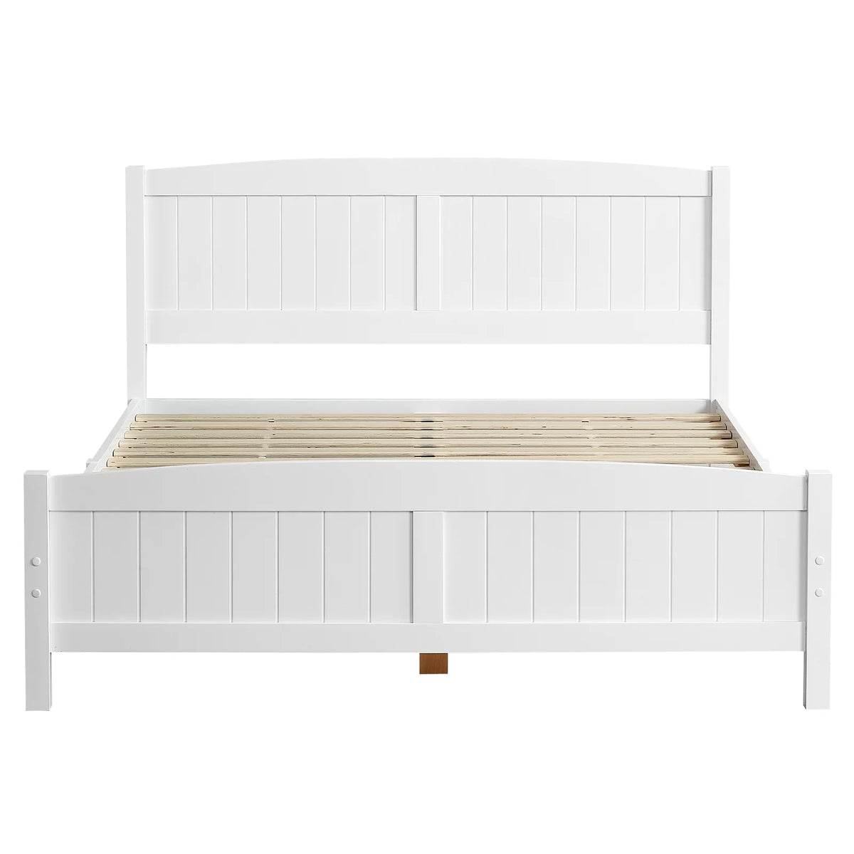White Full Platform Bed with Headboard and Footboard J433215