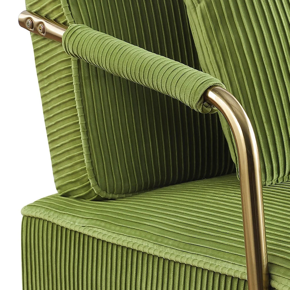 Olive Green Velvet Upholstered Loveseat Sofa with 2 Pillows C7720