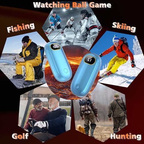Hand Warmers Rechargeable 2 Pack with Dual-Sided Heating, LED Display & Flashlight J383