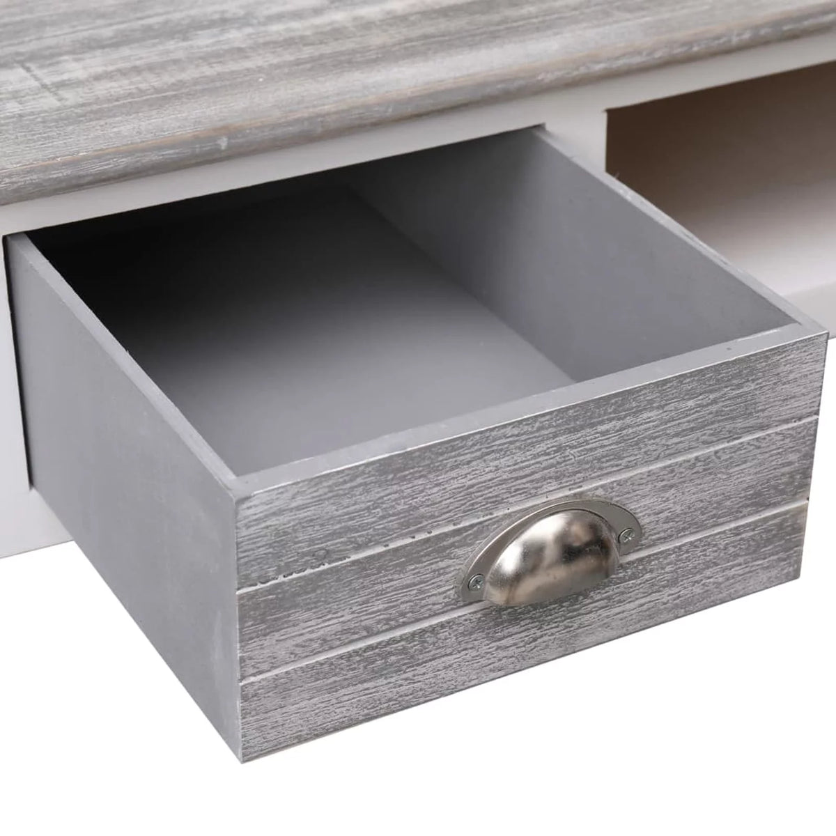 Gray Wood Writing Desk with 2 Drawers 43.3in x 17.7in x 29.9in B997441