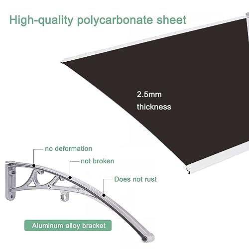 Brown Polycarbonate Front Door Canopy Awning (47"x43") Z9030