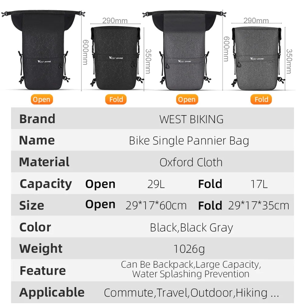 Expandable Bike Rear Seats Bag Cycling Bag U252707
